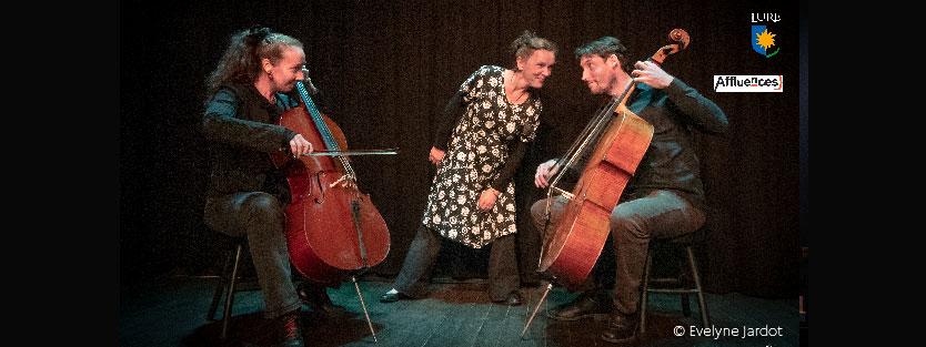 Une conteuse et deux violoncellistes
