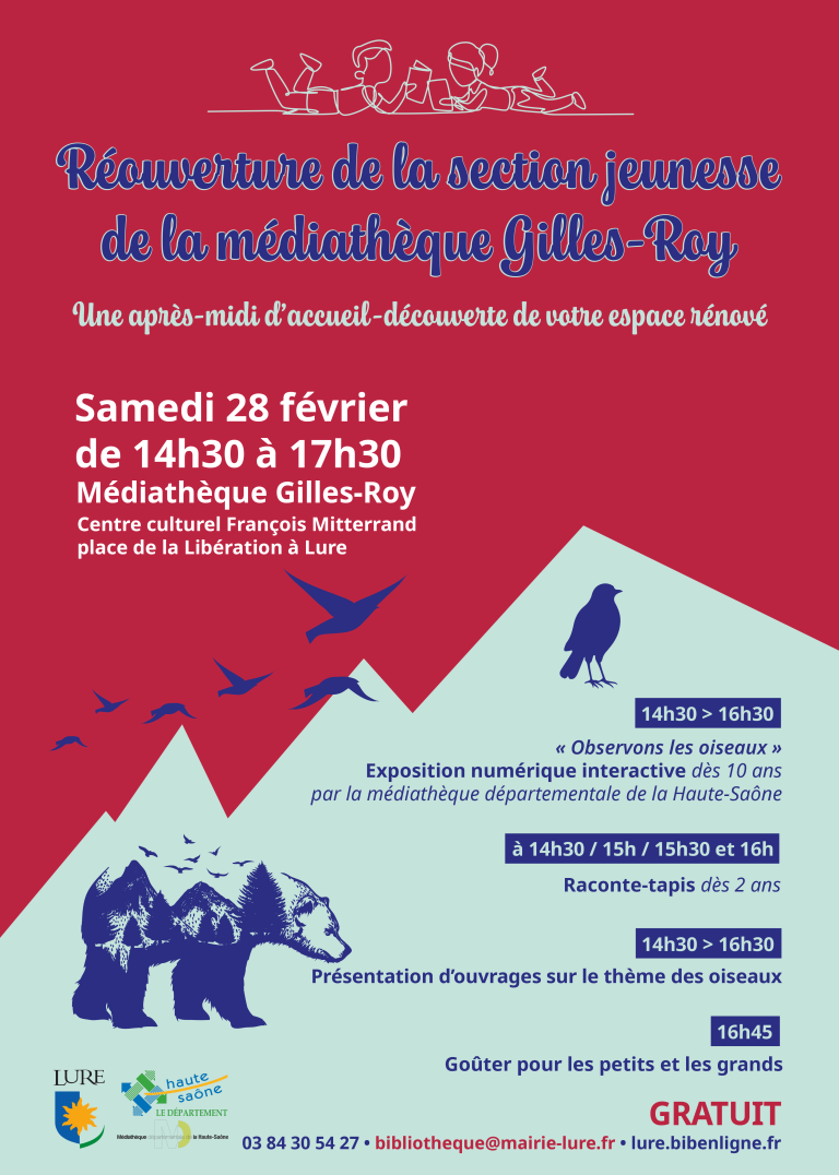 Affiche réouverture de la section jeunesse